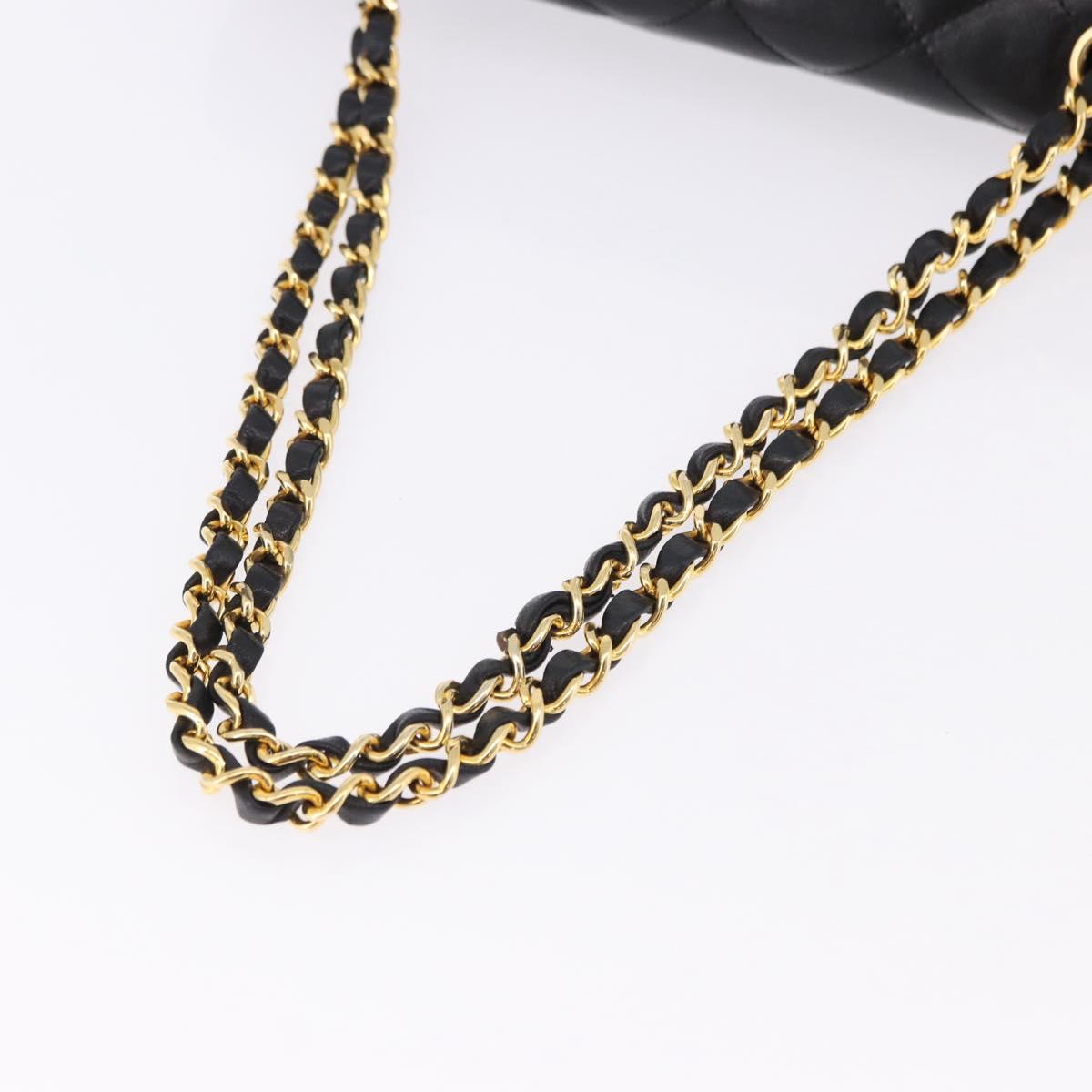 CHANEL Matelasse 28 Chain Hand Bag Lamb Skin Paris Limited Black Auth yk20684SAM