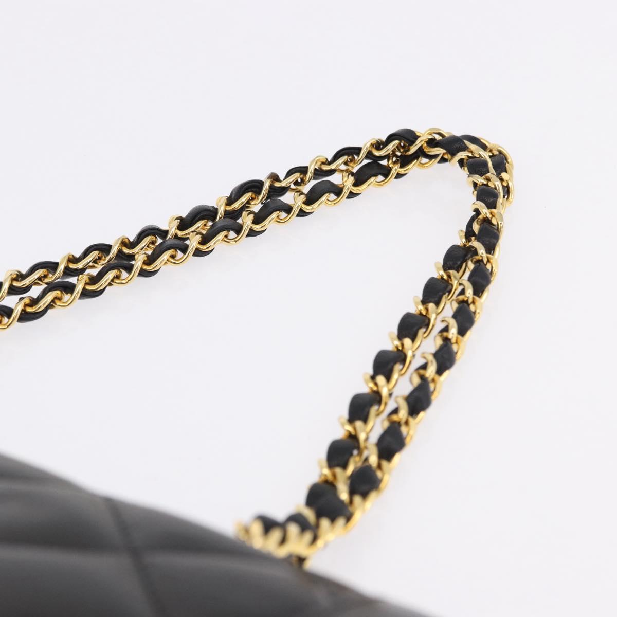 CHANEL Matelasse 28 Chain Hand Bag Lamb Skin Paris Limited Black Auth yk20684SAM