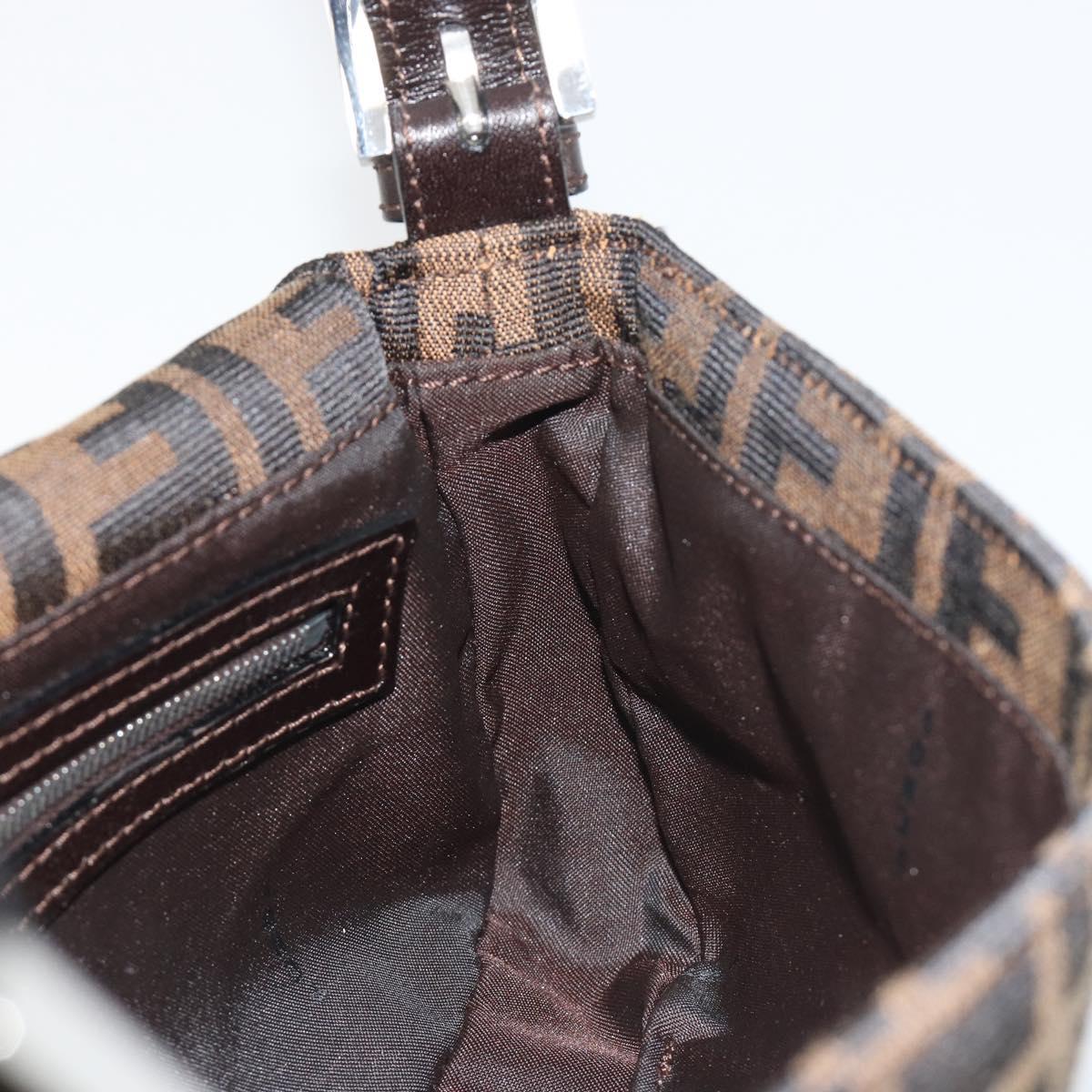 FENDI Zucca Canvas Mamma Baguette Shoulder Bag Brown Silver Auth yk20686SAM