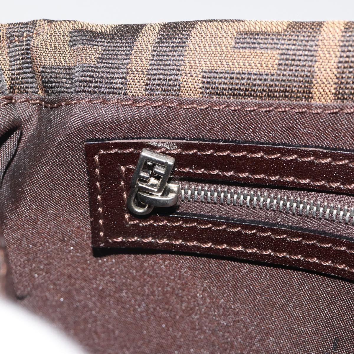 FENDI Zucca Canvas Mamma Baguette Shoulder Bag Brown Silver Auth yk20686SAM