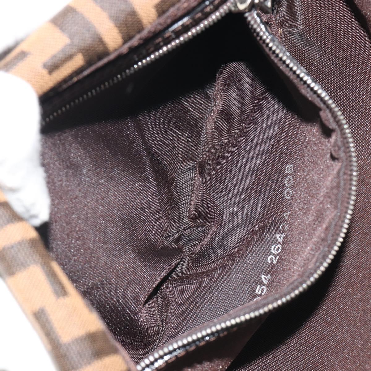 FENDI Zucca Canvas Mamma Baguette Shoulder Bag Brown Silver Auth yk20686SAM