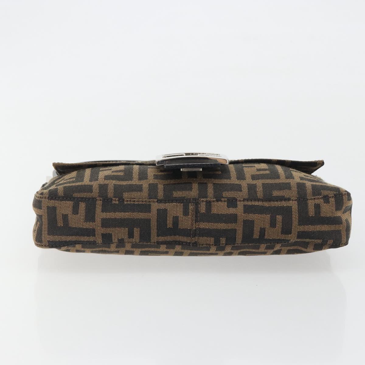 FENDI Zucca Canvas Mamma Baguette Shoulder Bag Brown Silver Auth yk20686SAM