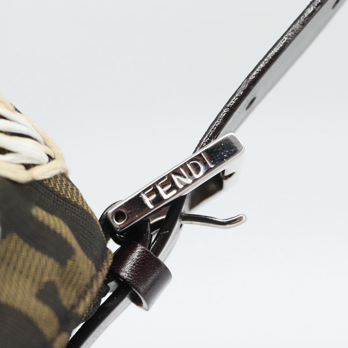 FENDI Zucca Canvas Flower Embroidery Mamma Baguette Brown Silver Auth yk20688SM