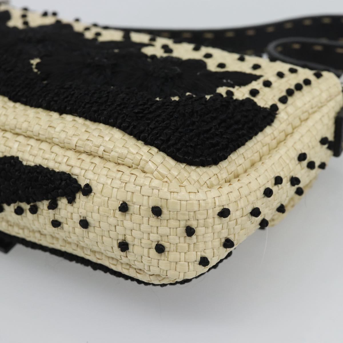 FENDI Celleria Flower Embroidery Straw Mamma Baguette 8BR101 Auth yk20689SM
