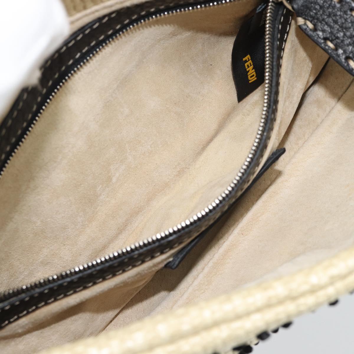 FENDI Celleria Flower Embroidery Straw Mamma Baguette 8BR101 Auth yk20689SM