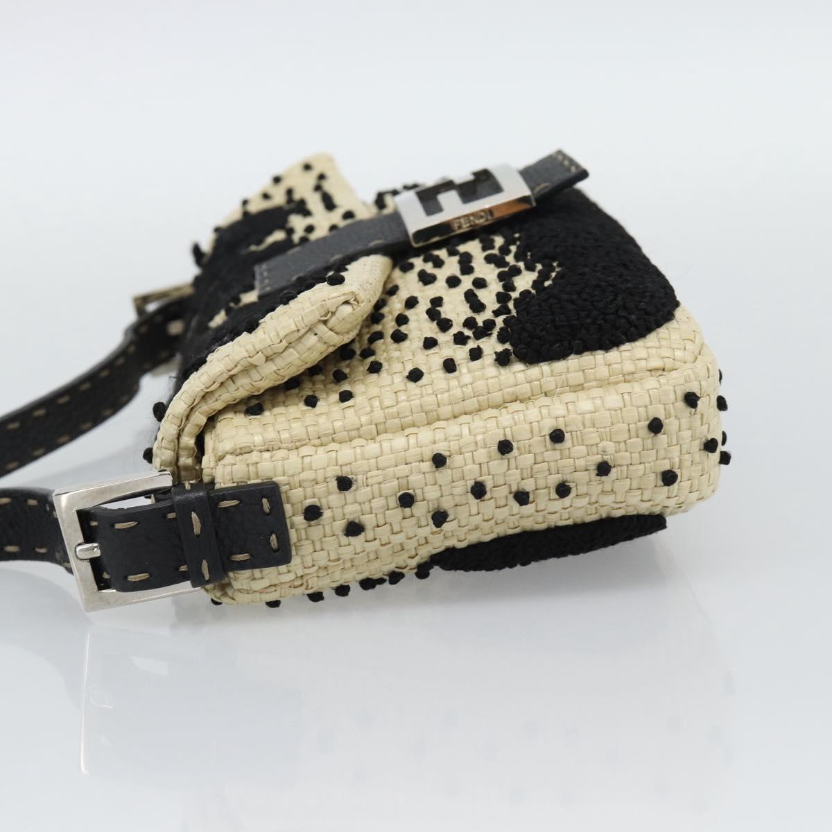 FENDI Celleria Flower Embroidery Straw Mamma Baguette 8BR101 Auth yk20689SM