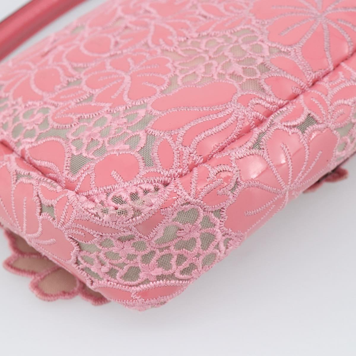 FENDI Flower Mamma Baguette Shoulder Bag Patent 2way Pink 8BR600 Auth yk20690SAM