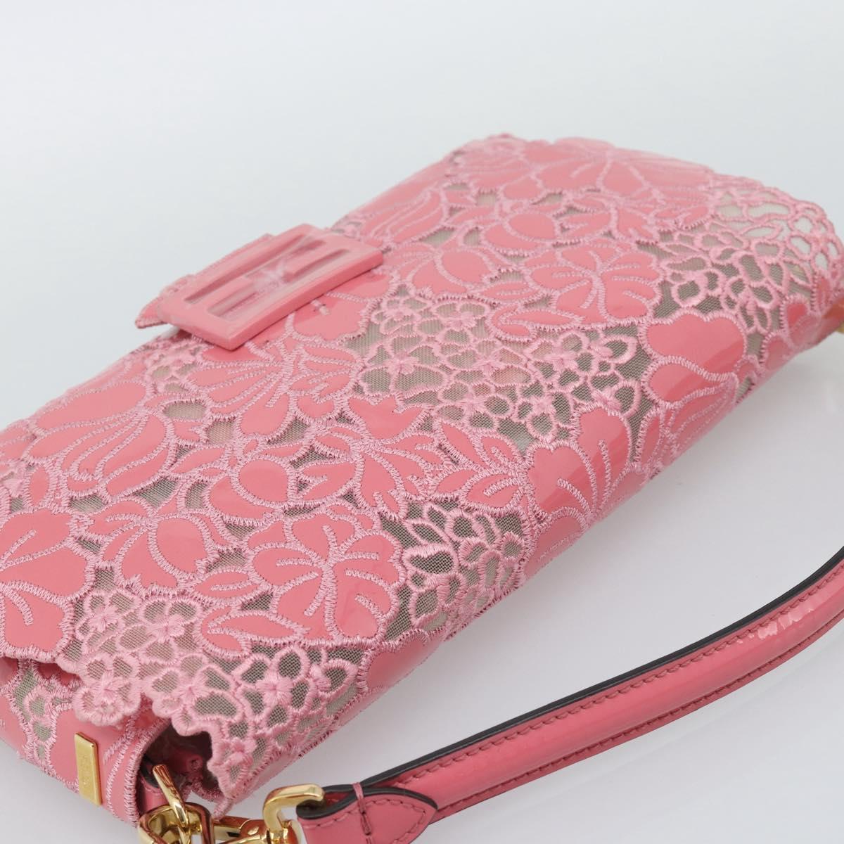 FENDI Flower Mamma Baguette Shoulder Bag Patent 2way Pink 8BR600 Auth yk20690SAM