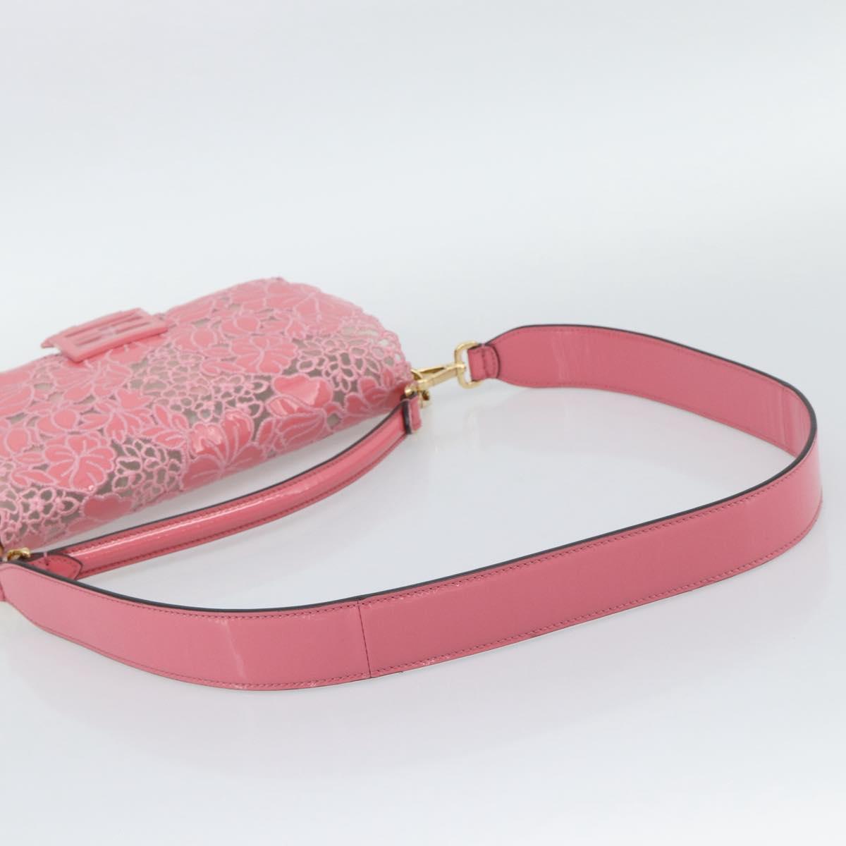FENDI Flower Mamma Baguette Shoulder Bag Patent 2way Pink 8BR600 Auth yk20690SAM