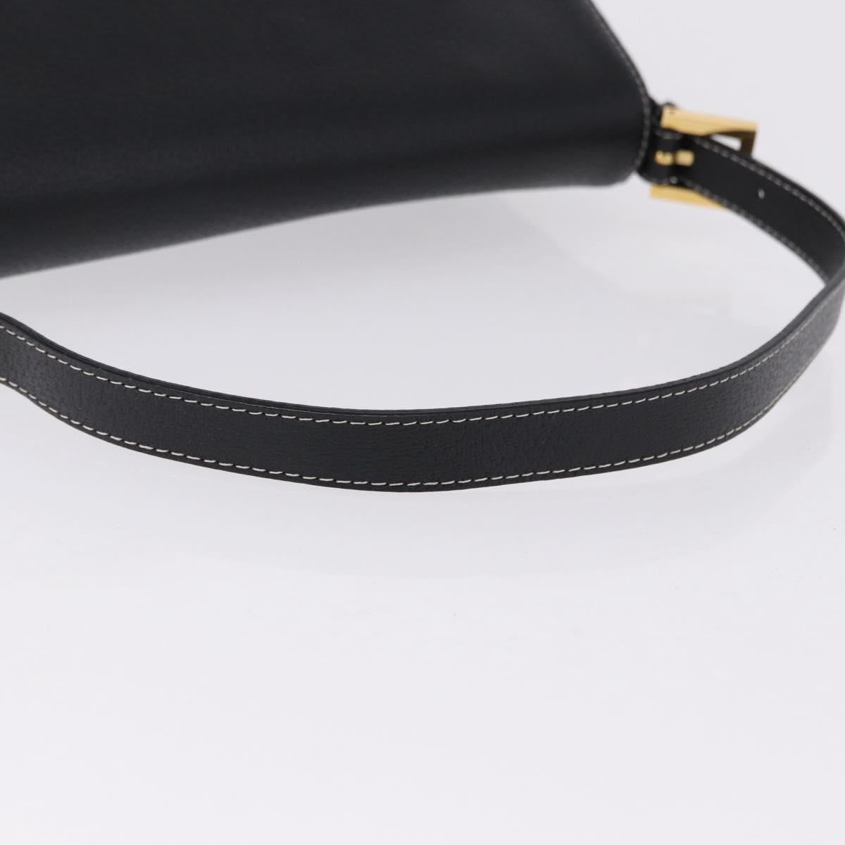 FENDI Mamma Baguette Shoulder Bag Leather Black Gold Tone Auth yk20691SAM