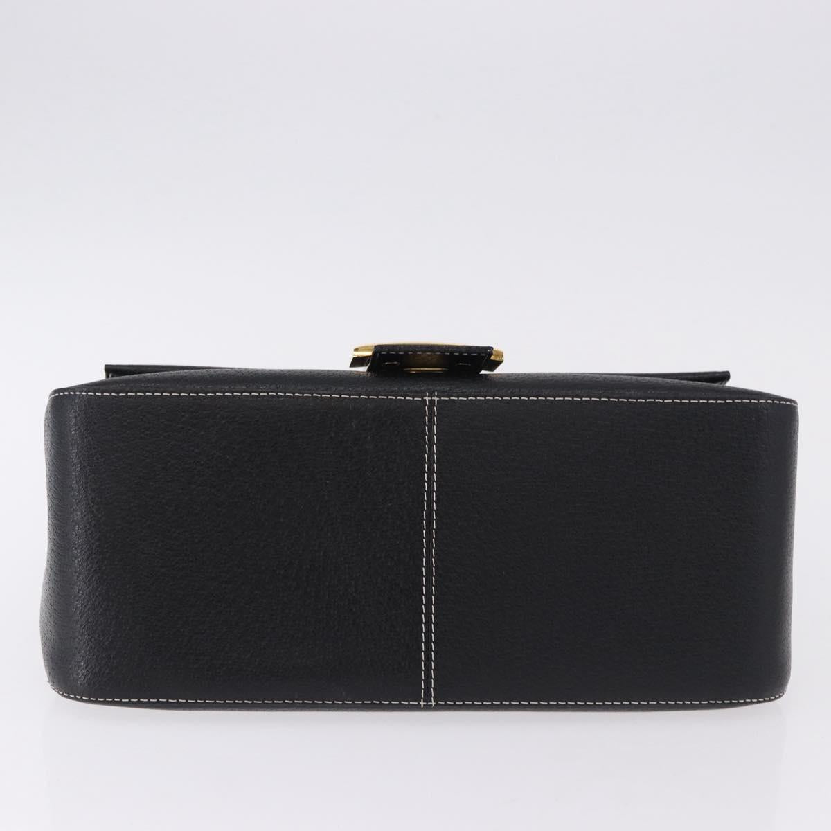 FENDI Mamma Baguette Shoulder Bag Leather Black Gold Tone Auth yk20691SAM