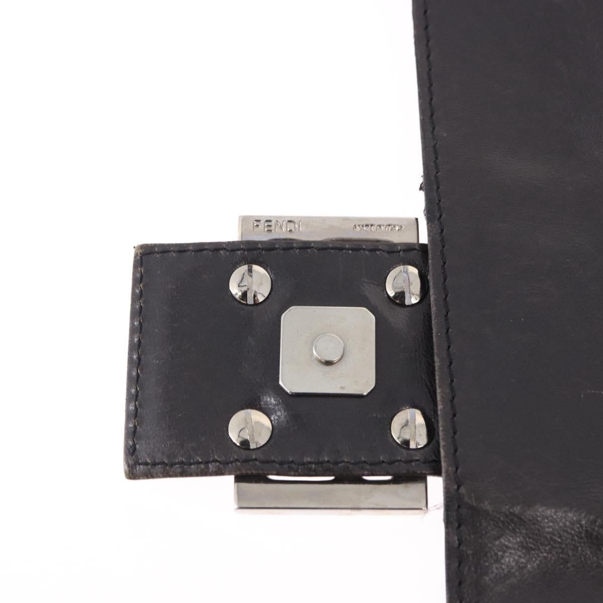 FENDI Mamma Baguette Shoulder Bag Beads Navy Silver Auth yk20696SAM