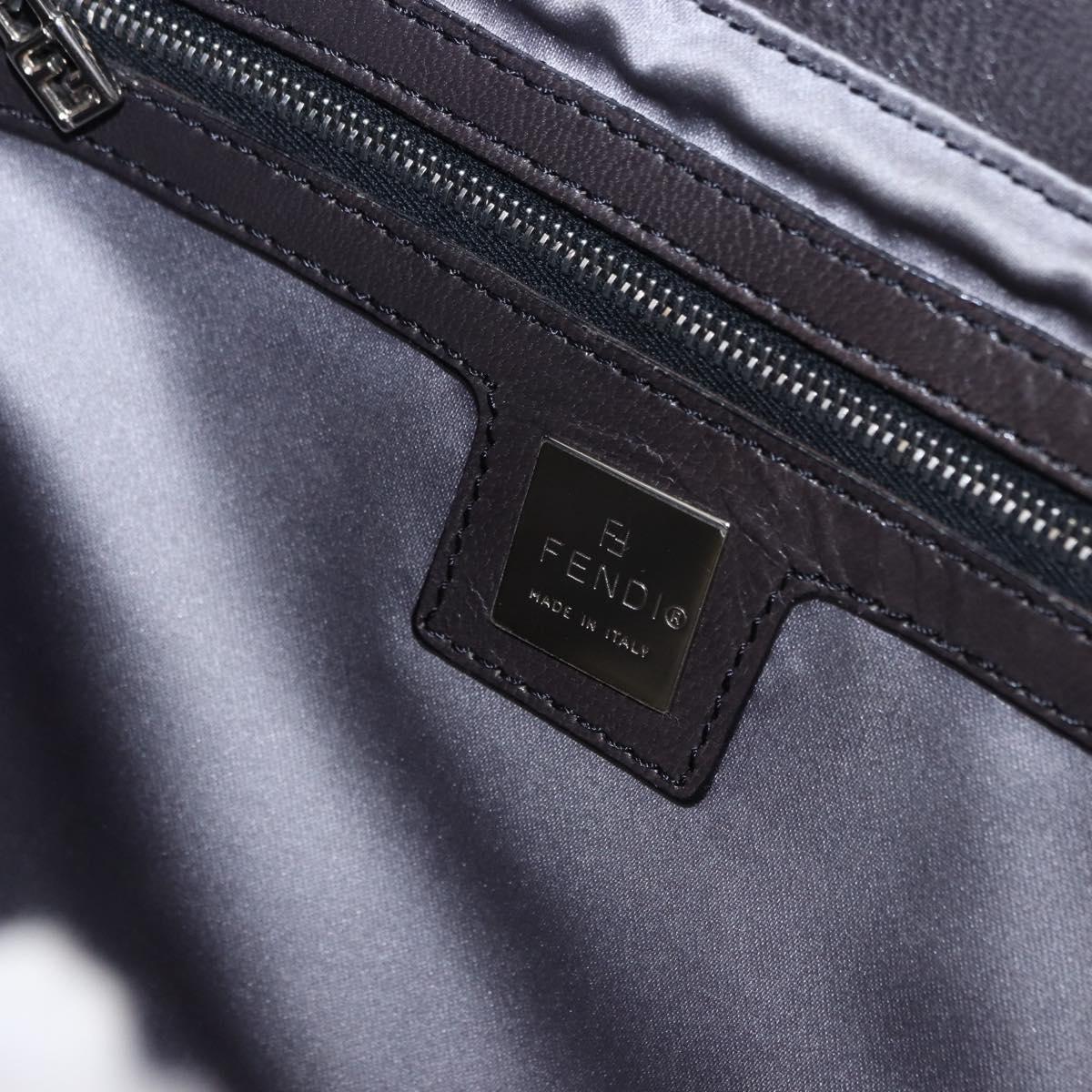 FENDI Mamma Baguette Shoulder Bag Beads Navy Silver Auth yk20696SAM