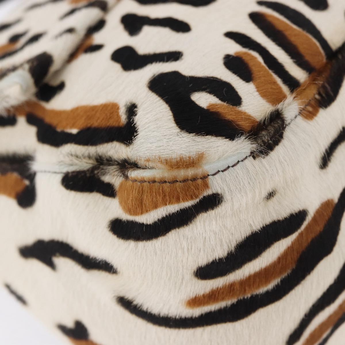 FENDI Leopard Mamma Baguette Shoulder Bag Harako White Silver Auth yk20700SAM