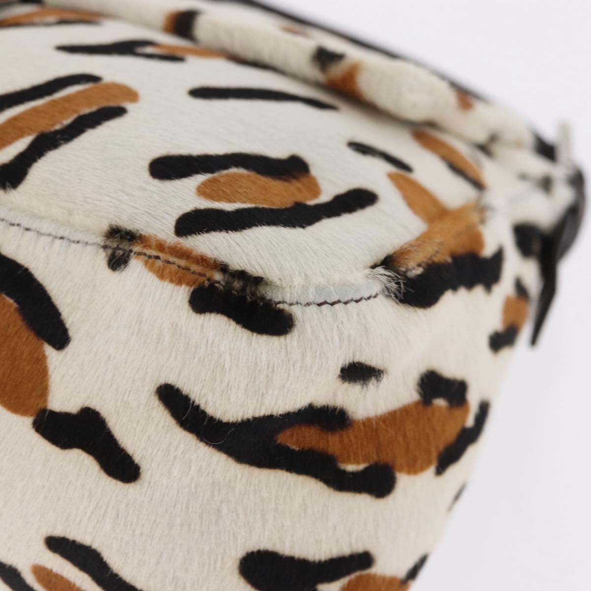 FENDI Leopard Mamma Baguette Shoulder Bag Harako White Silver Auth yk20700SAM