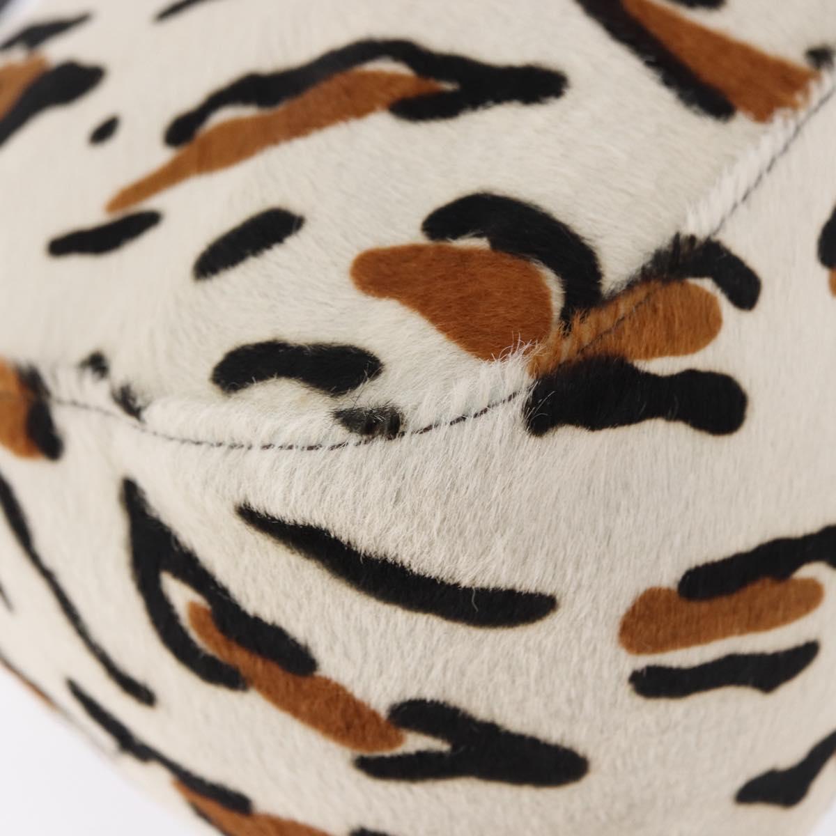 FENDI Leopard Mamma Baguette Shoulder Bag Harako White Silver Auth yk20700SAM