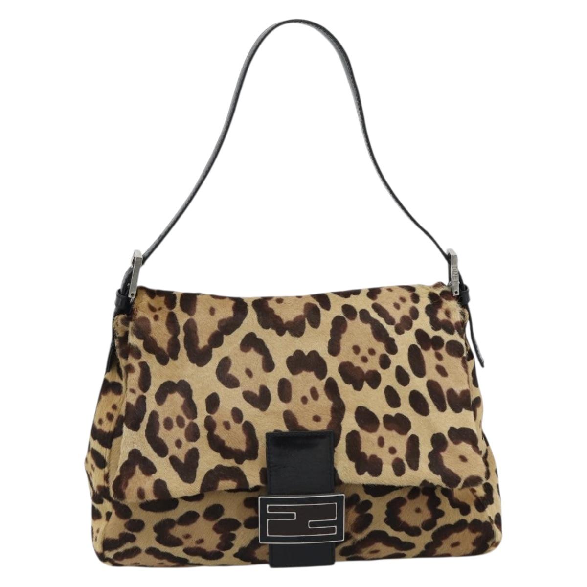 FENDI Mamma Baguette Shoulder Bag Harako leather Brown Silver Auth yk20701SAM