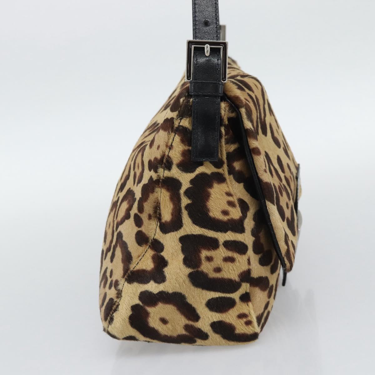 FENDI Mamma Baguette Shoulder Bag Harako leather Brown Silver Auth yk20701SAM