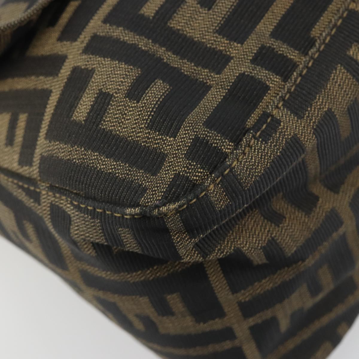 FENDI Zucca Canvas Mamma Baguette Shoulder Bag Brown Gold Tone Auth yk20702SAM