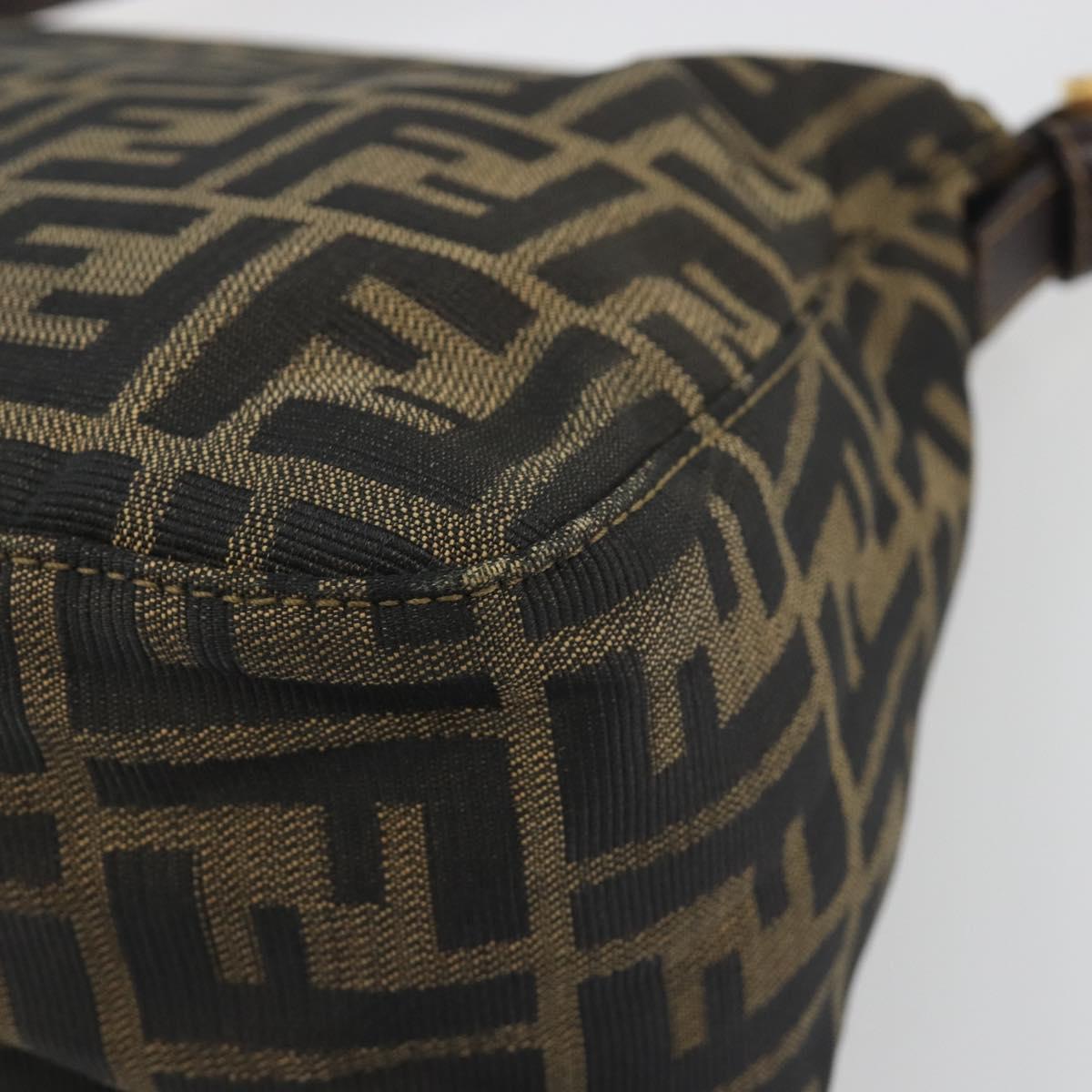 FENDI Zucca Canvas Mamma Baguette Shoulder Bag Brown Gold Tone Auth yk20702SAM