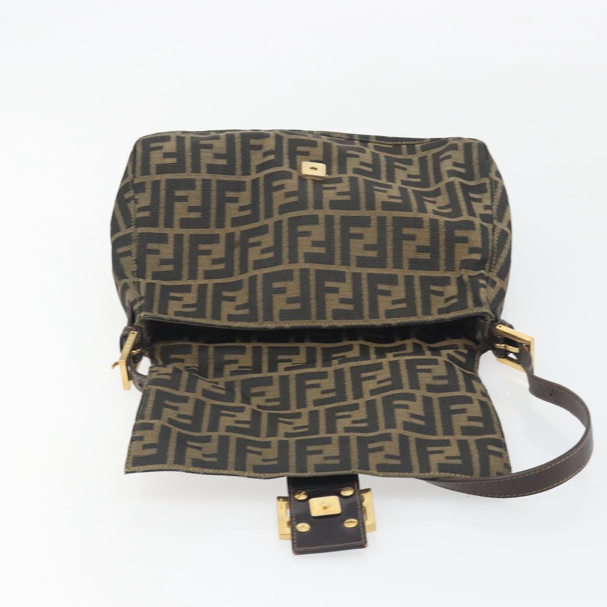 FENDI Zucca Canvas Mamma Baguette Shoulder Bag Brown Gold Tone Auth yk20702SAM