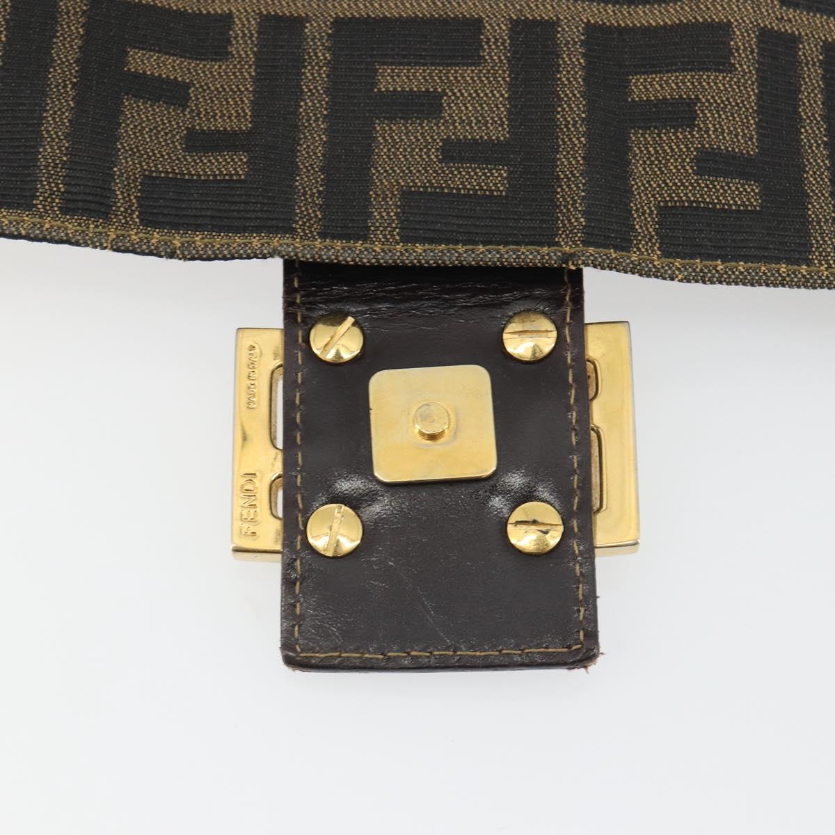 FENDI Zucca Canvas Mamma Baguette Shoulder Bag Brown Gold Tone Auth yk20702SAM