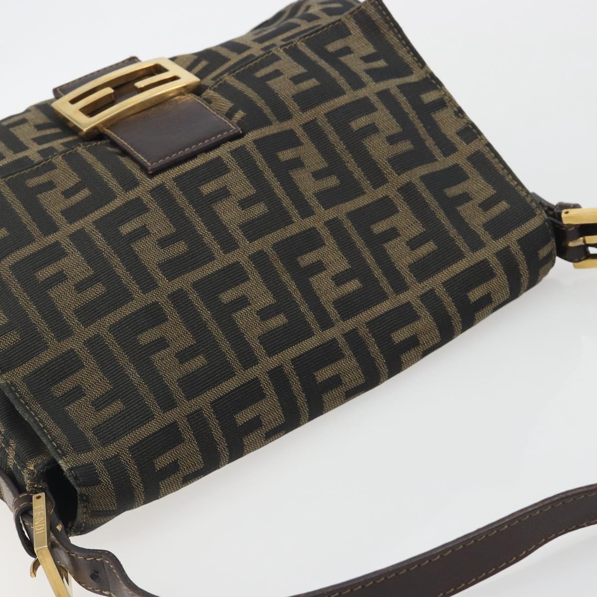 FENDI Zucca Canvas Mamma Baguette Shoulder Bag Brown Gold Tone Auth yk20702SAM