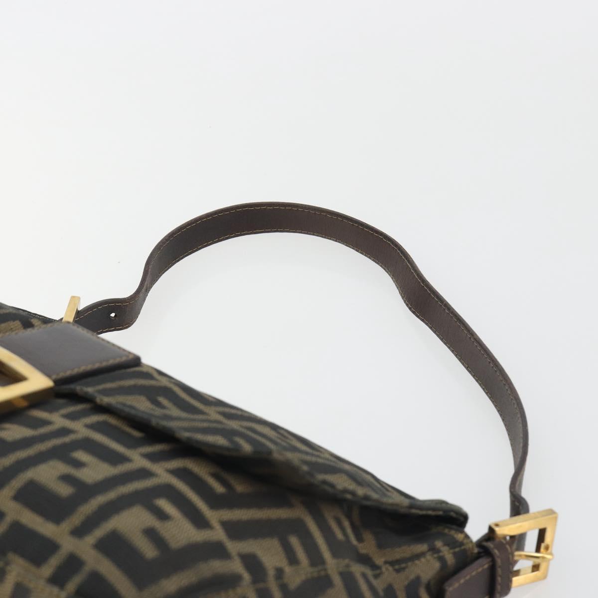 FENDI Zucca Canvas Mamma Baguette Shoulder Bag Brown Gold Tone Auth yk20702SAM