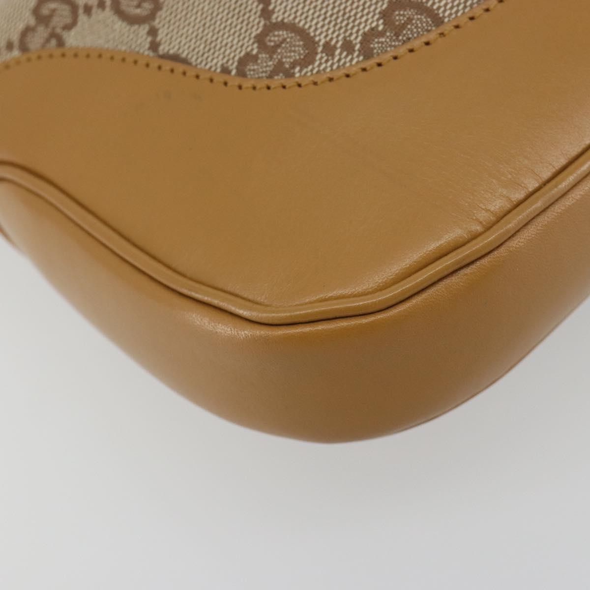 GUCCI GG Canvas Jackie Chain Shoulder Bag Beige Gold 001-4015 Auth yk20704SAV