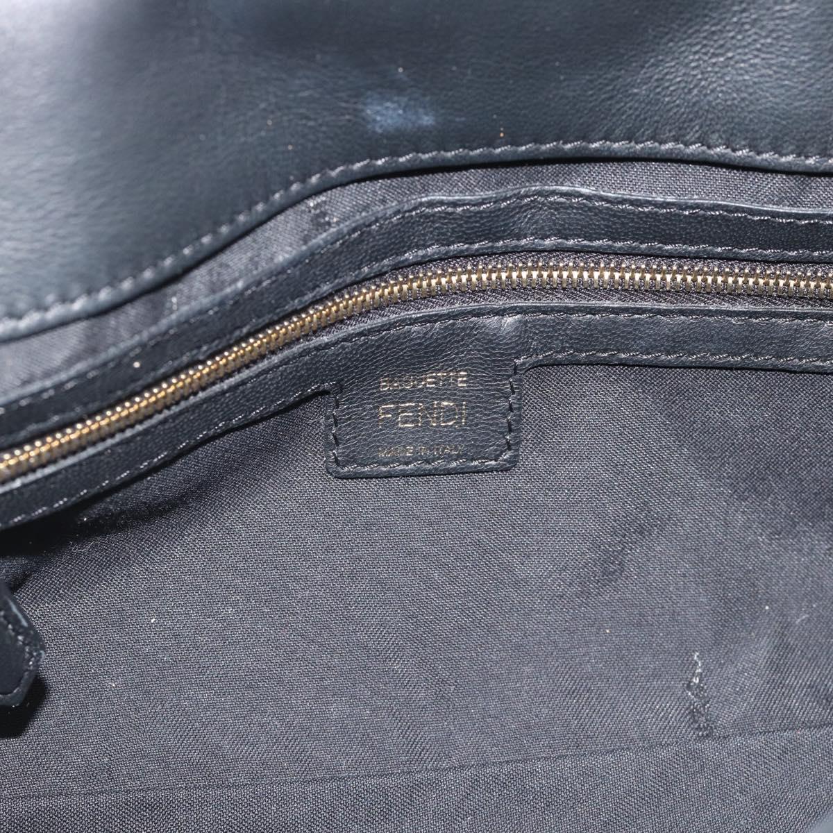 FENDI Zucca Mamma Baguette Bag Leather 2way Black Gold 8BH600 Auth yk20707SAM