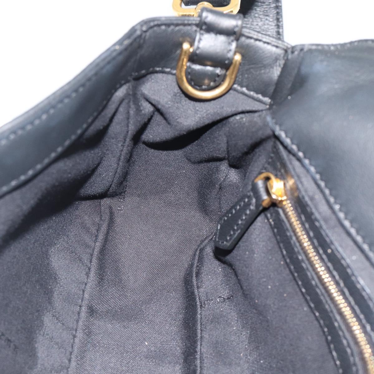 FENDI Zucca Mamma Baguette Bag Leather 2way Black Gold 8BH600 Auth yk20707SAM