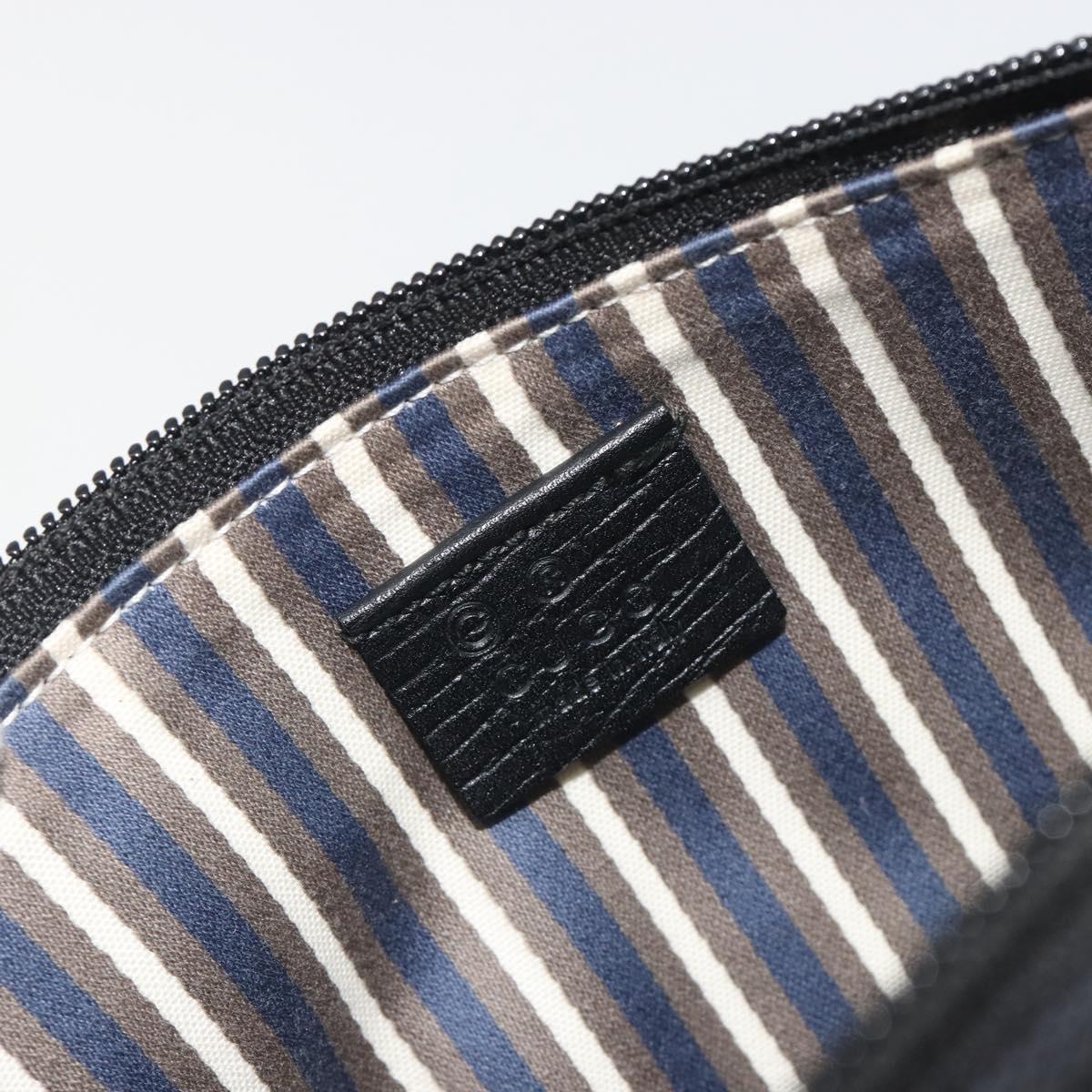 GUCCI GG Canvas Accessory Pouch Outlet Black Silver 257300 Auth yk20708SAV