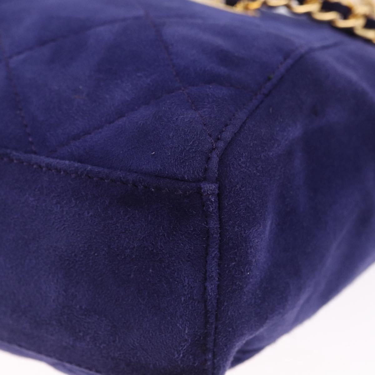 PRADA Chain Shoulder Bag Quilted Suede Purple Gold Tone Auth yk20709V