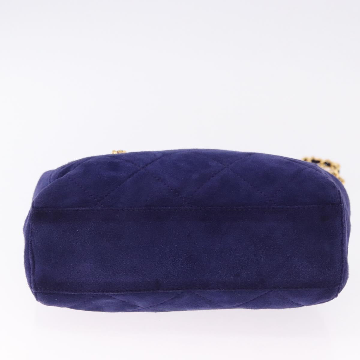 PRADA Chain Shoulder Bag Quilted Suede Purple Gold Tone Auth yk20709V