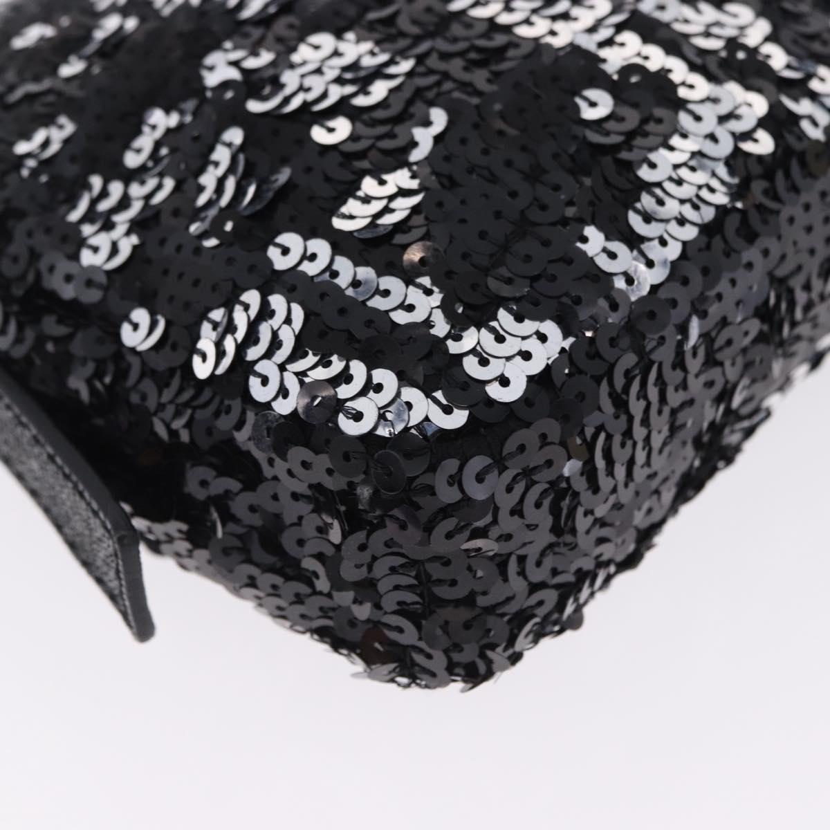 FENDI Mamma Baguette Shoulder Bag Sequin Black Silver Auth yk20711SM