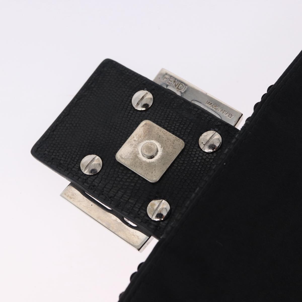 FENDI Mamma Baguette Shoulder Bag Sequin Black Silver Auth yk20711SM