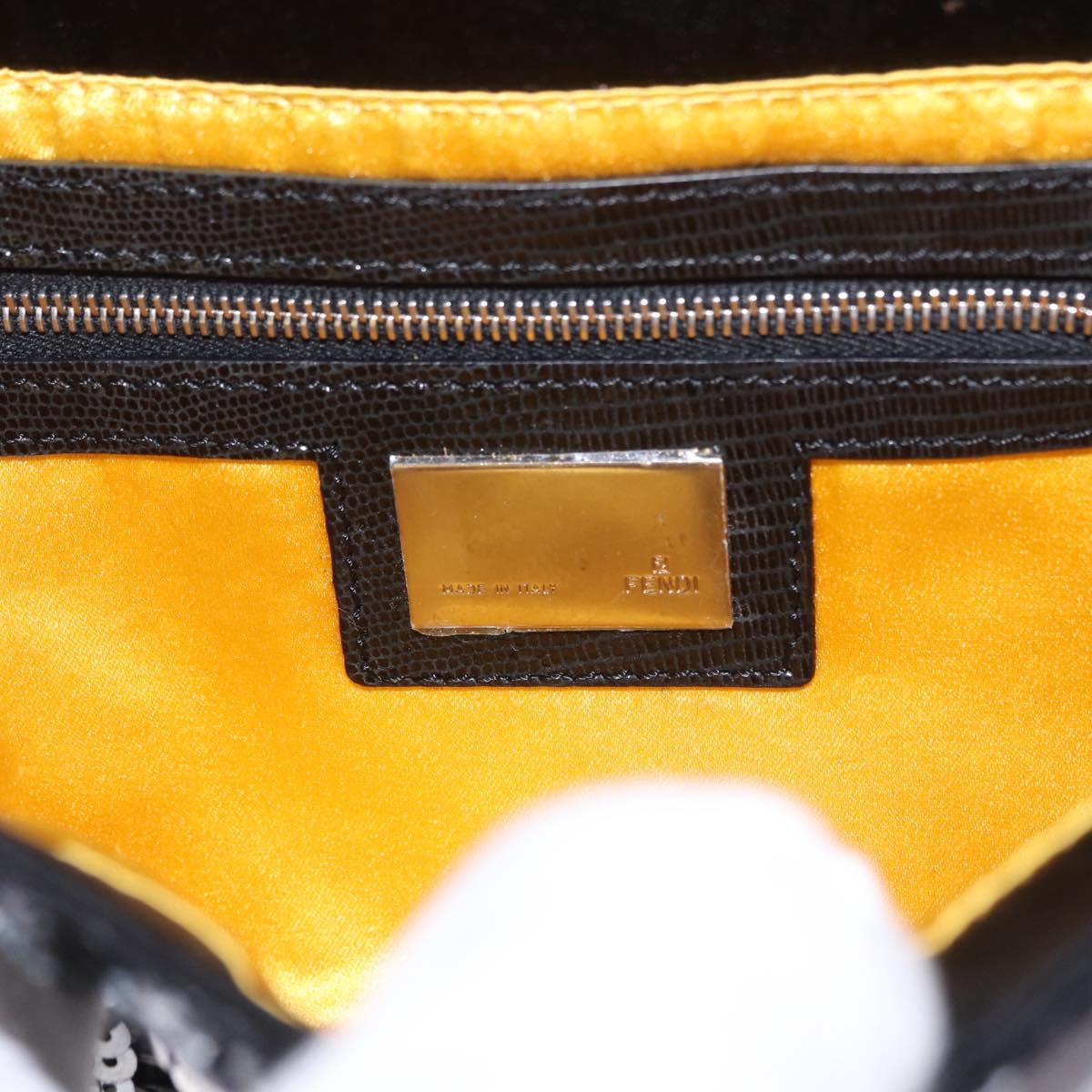 FENDI Mamma Baguette Shoulder Bag Sequin Black Silver Auth yk20711SM