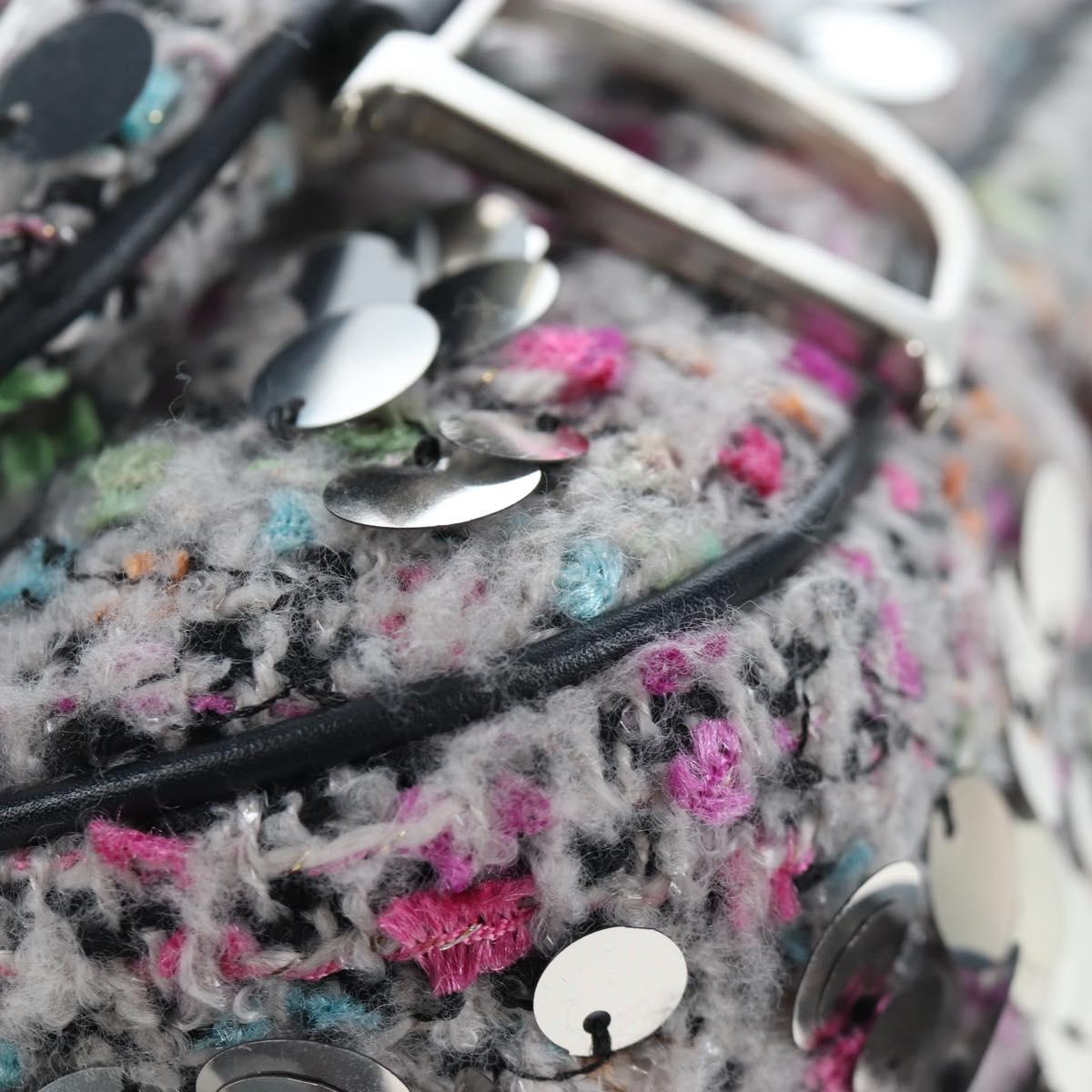 Christian Dior Saddle Bag Wool Sequins Multicolor Silver Auth yk20712SM