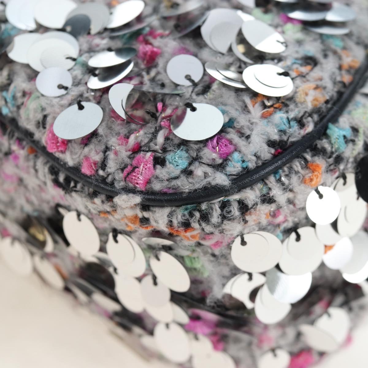Christian Dior Saddle Bag Wool Sequins Multicolor Silver Auth yk20712SM