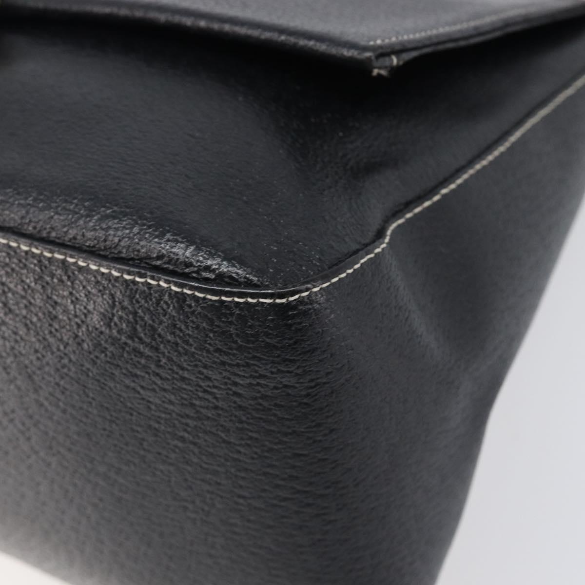 FENDI Mamma Baguette Shoulder Bag Leather Black Gold Auth yk20713M