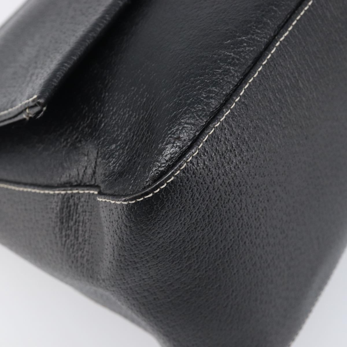 FENDI Mamma Baguette Shoulder Bag Leather Black Gold Auth yk20713M
