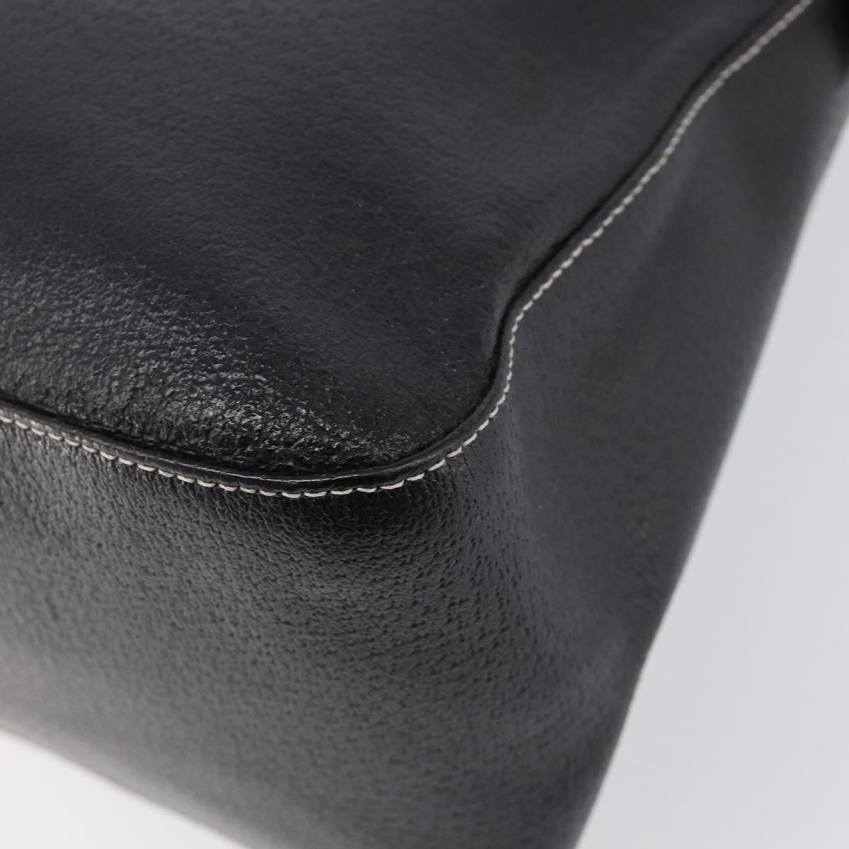 FENDI Mamma Baguette Shoulder Bag Leather Black Gold Auth yk20713M