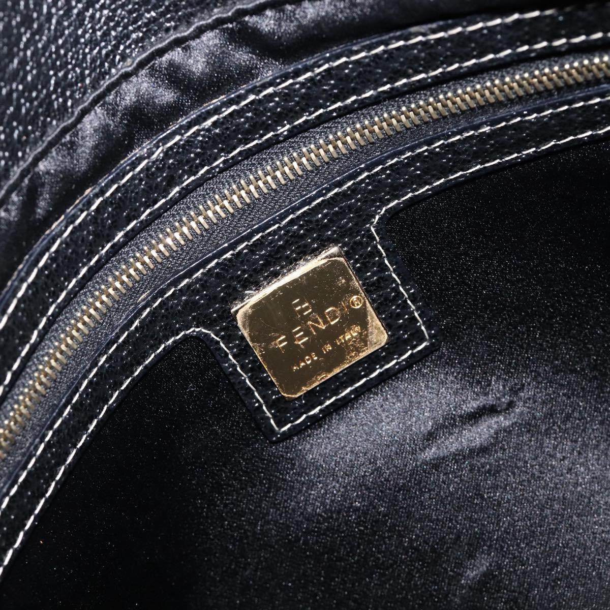 FENDI Mamma Baguette Shoulder Bag Leather Black Gold Auth yk20713M