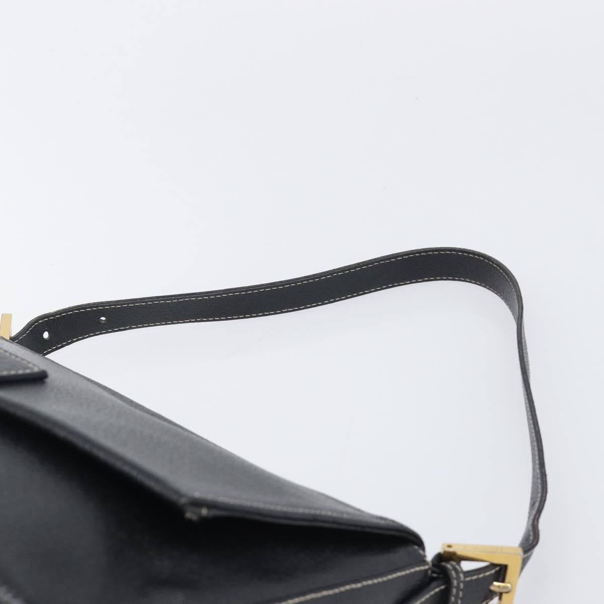 FENDI Mamma Baguette Shoulder Bag Leather Black Gold Auth yk20713M