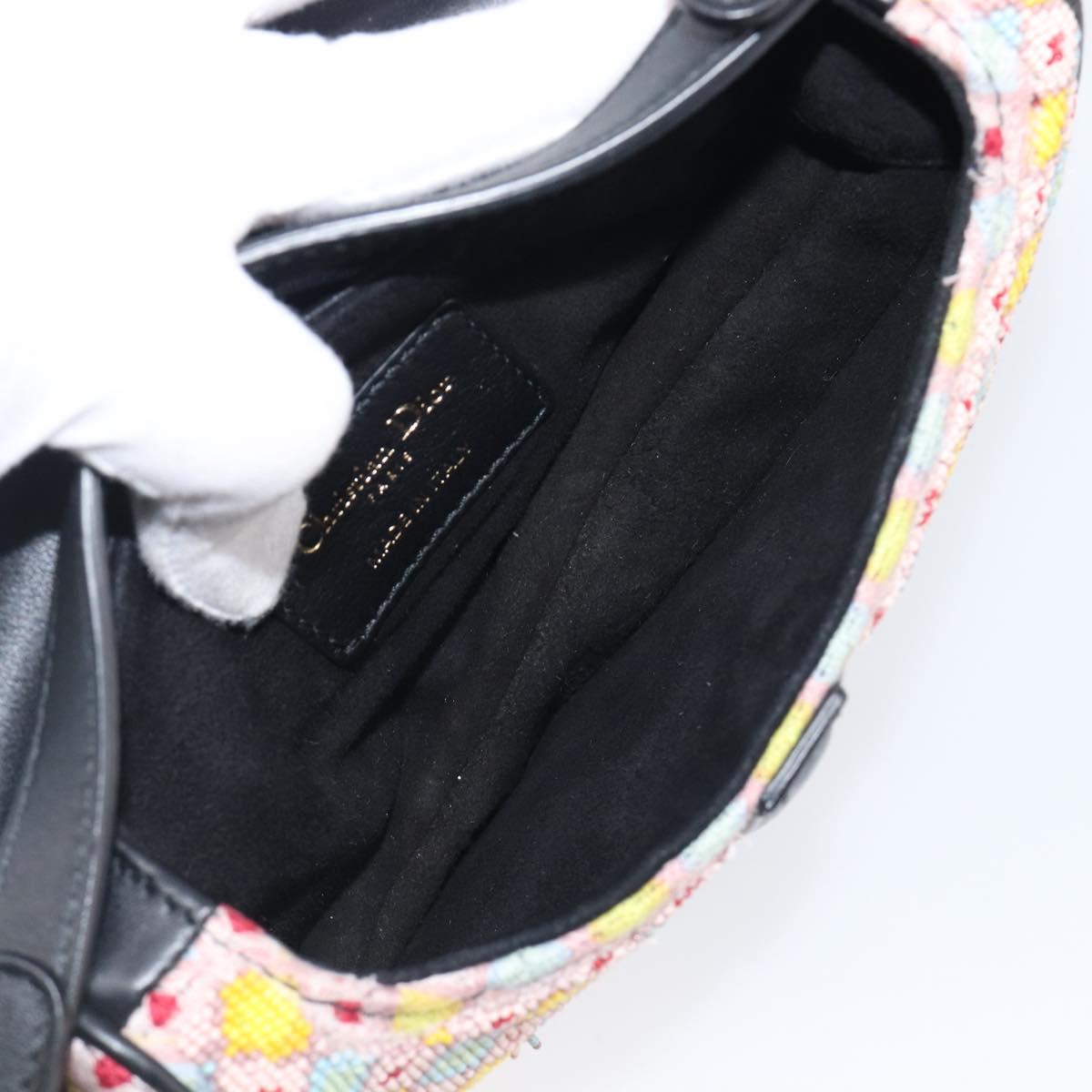 Christian Dior Saddle Bag Hand Bag beads Multicolor Gold Auth yk20714SAM