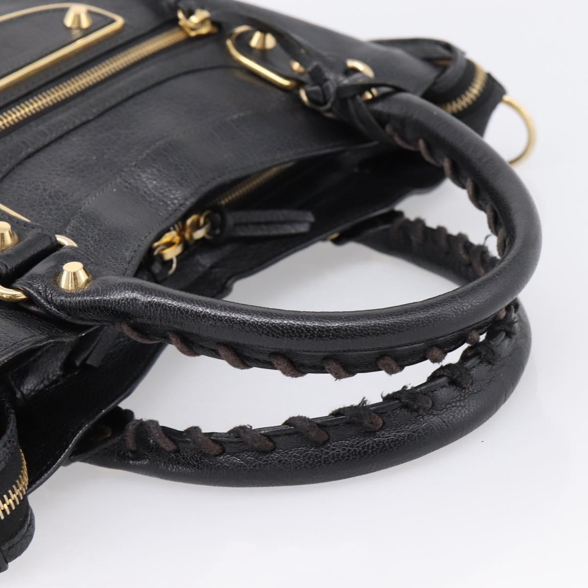 BALENCIAGA Metallic Edge Town Bag Leather 2way Black Gold 390149 Auth yk20715M