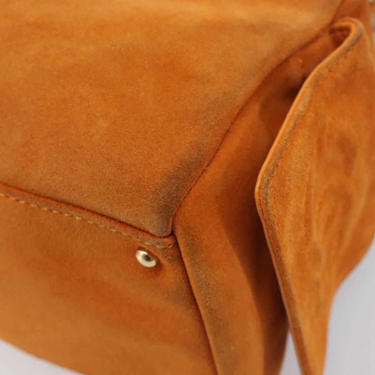 CHANEL COCO Mark Chain Shoulder Bag Suede Orange Gold CC Auth yk20718V