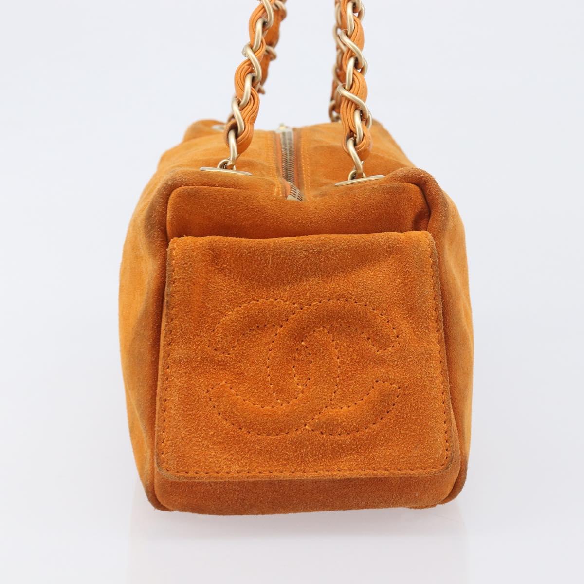 CHANEL COCO Mark Chain Shoulder Bag Suede Orange Gold CC Auth yk20718V