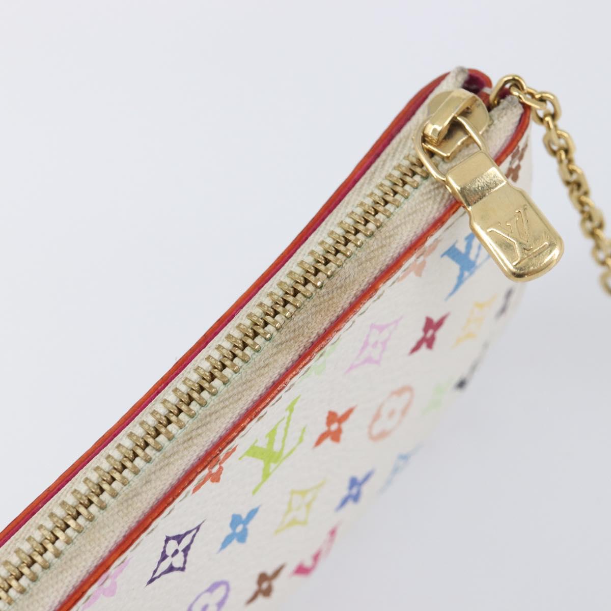 LOUIS VUITTON Monogram Multicolor Pochette Cles Purse White M28388 Auth yk20719M