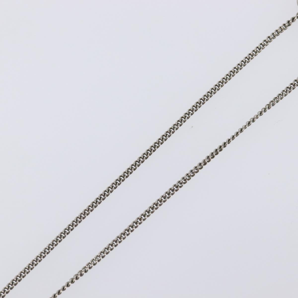 CHANEL COCO Mark Stone Necklace metal Silver CC Auth yk20721M